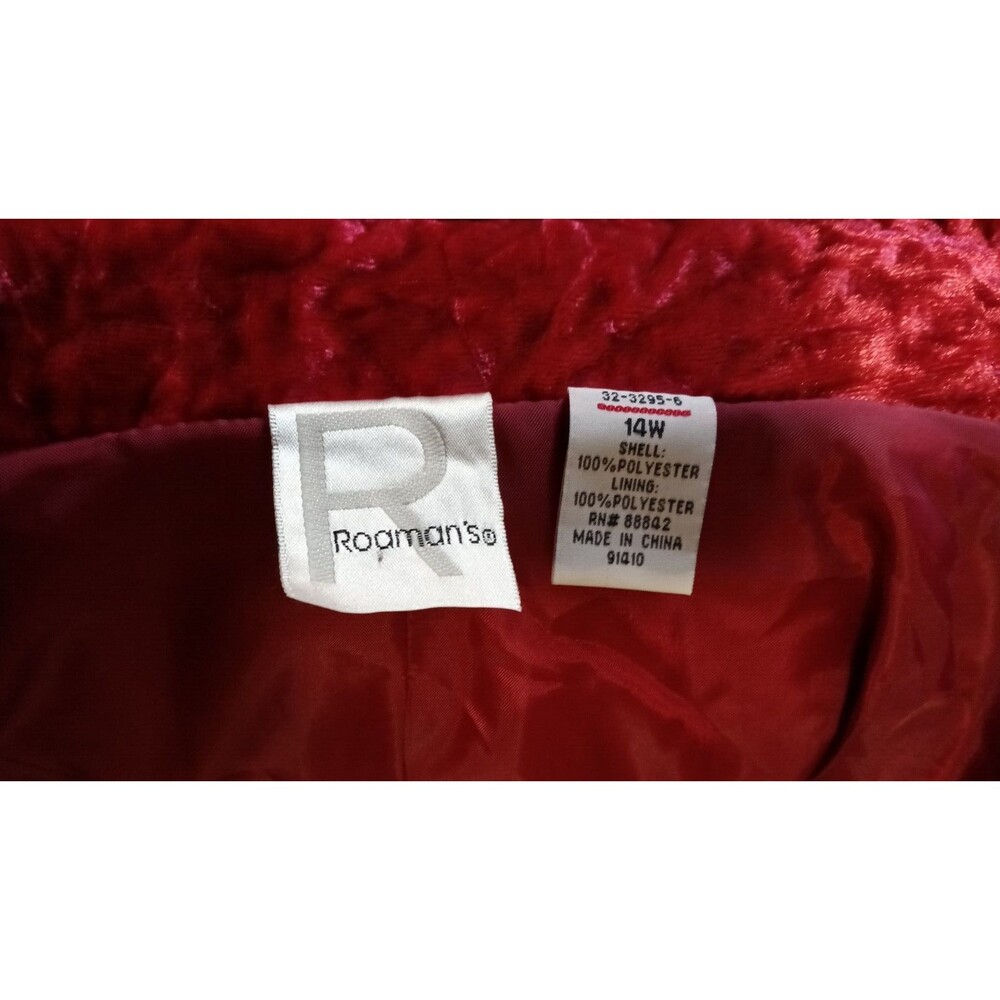 ROAMAN'S Women's Fully Lined 3 Button Velour Blazer (Size 14W) CHERRY ~ NEW!!! - Picture 5 of 6